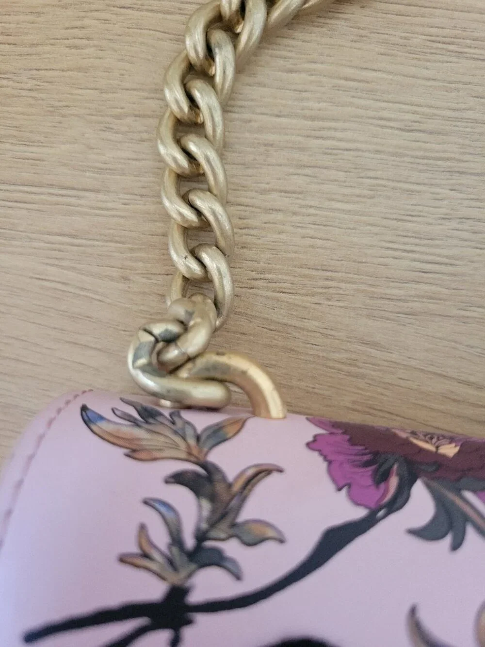PINKO Love Me Tender Floral Crossbody Bag Pink Gold Chain Shoulder Purse